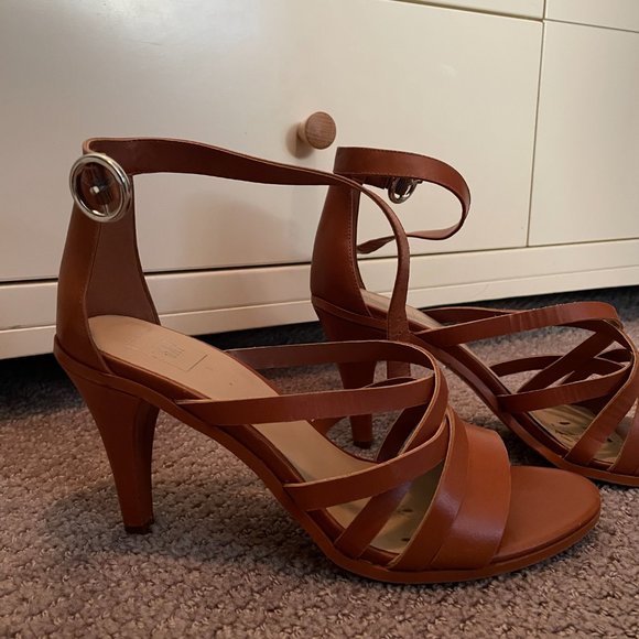 GAP Brown Leather Heeled Sandals Size US 9 - Picture 2 of 7